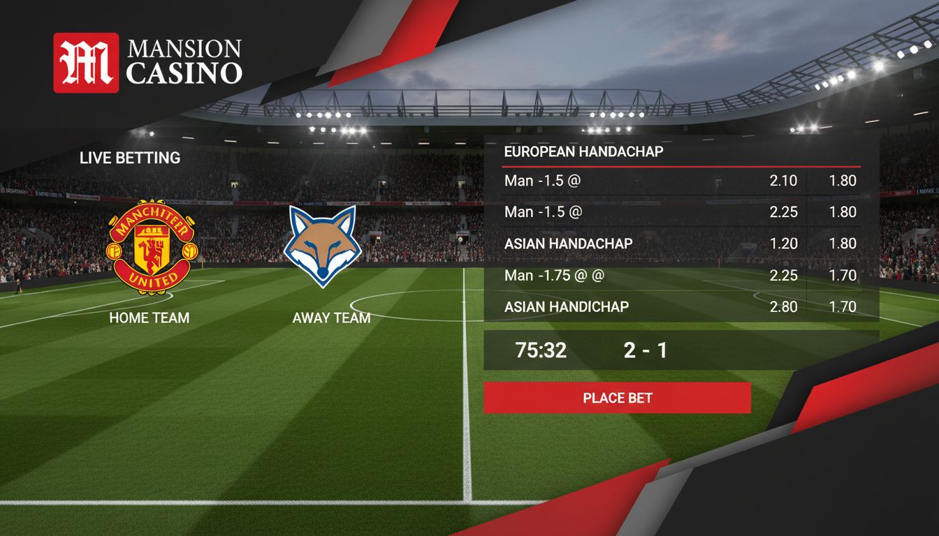 Image showing a digital betting screen with handicap options: favourite vs underdog and odds visualization